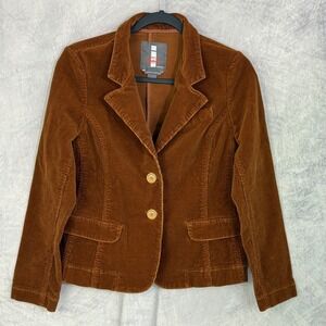 Vtg Y2k Corduroy Blazer Jacket Brown Elbow Pads preppy sz L Petitie Rory Gilmore